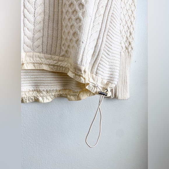 Banana Republic Mohair Wool Cream Cable Knit Pullover Crew Sweater Relaxed Fit S - Picture 4 of 10